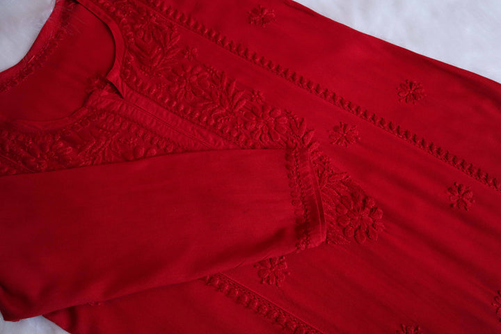 Zainab Red Ombre Long Rayon Kurta