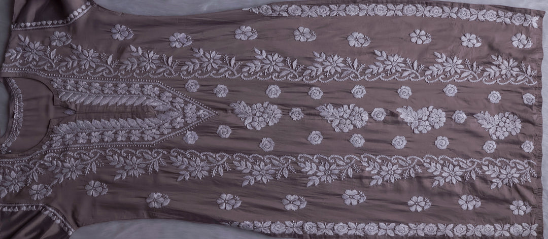 Zargul Grey Premium Chanderi Silk Kurta