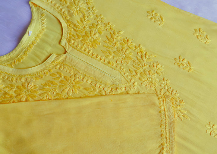 Aliyah Lemon Yellow Short Rayon Kurta