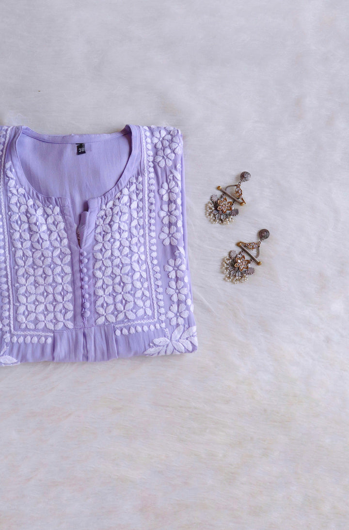 Maahi Lavender Long Rayon Kurta