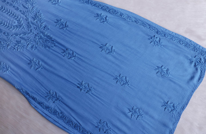 Alfiya Ice Blue Long Ombre Rayon Kurta