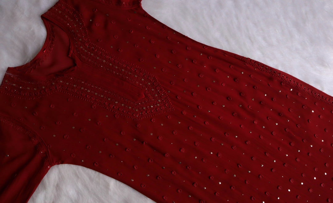 Mahaa Maroon Viscose Georgette kurta
