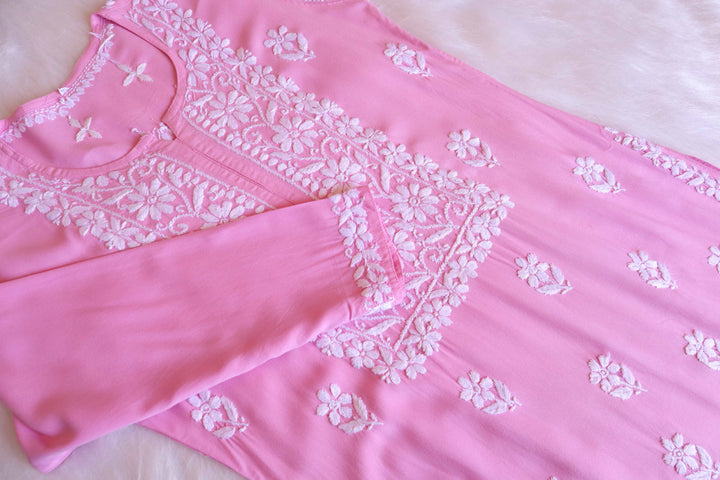 Zahrah Baby Pink Rayon Kurta Pant set