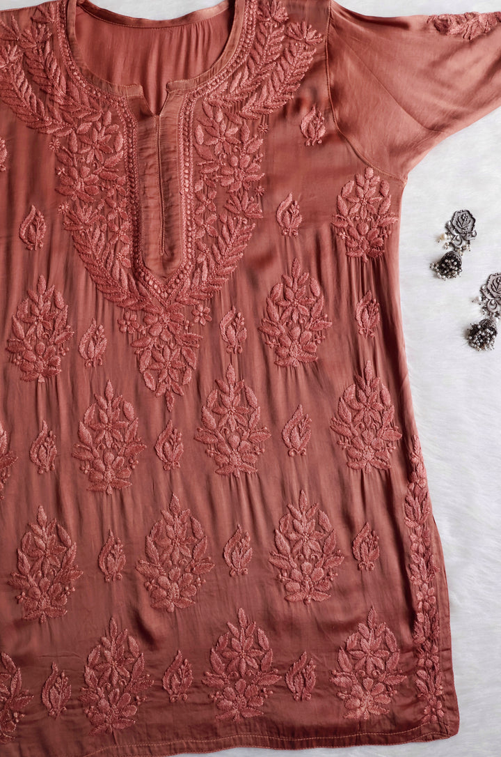 Mehr Rose Brown Modal Silk short top