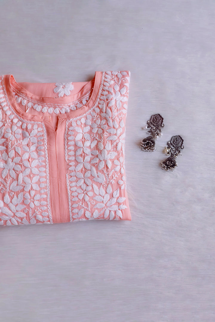 Hayaa Peach Pure Modal Kurta
