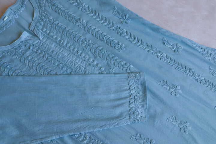 Noor Sea Blue Pure Cotton Kurta