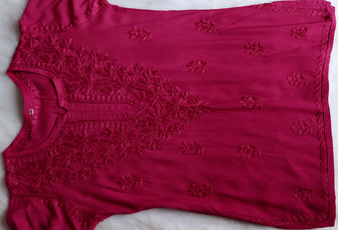 Farhaa Rose Pink Ombre Short Rayon Kurta