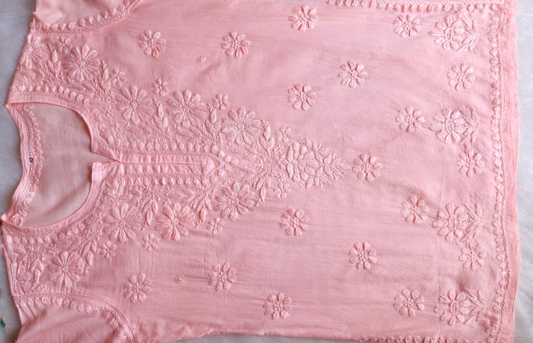 Nazakat Peach Cotton short kurta