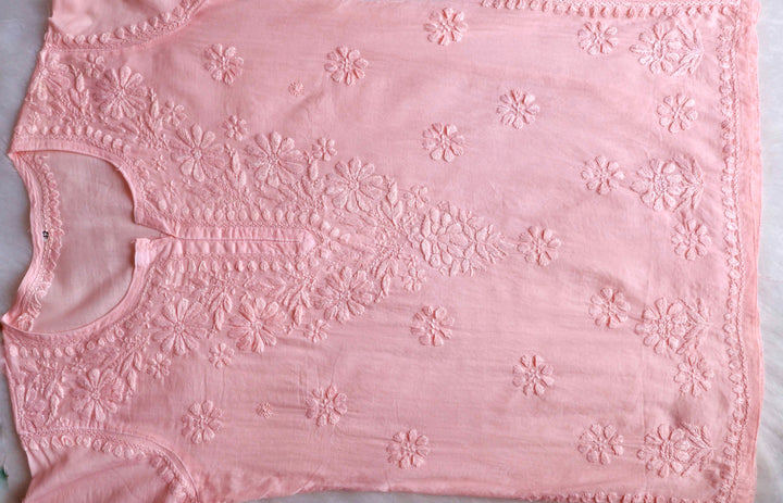 Nazakat Peach Cotton short kurta