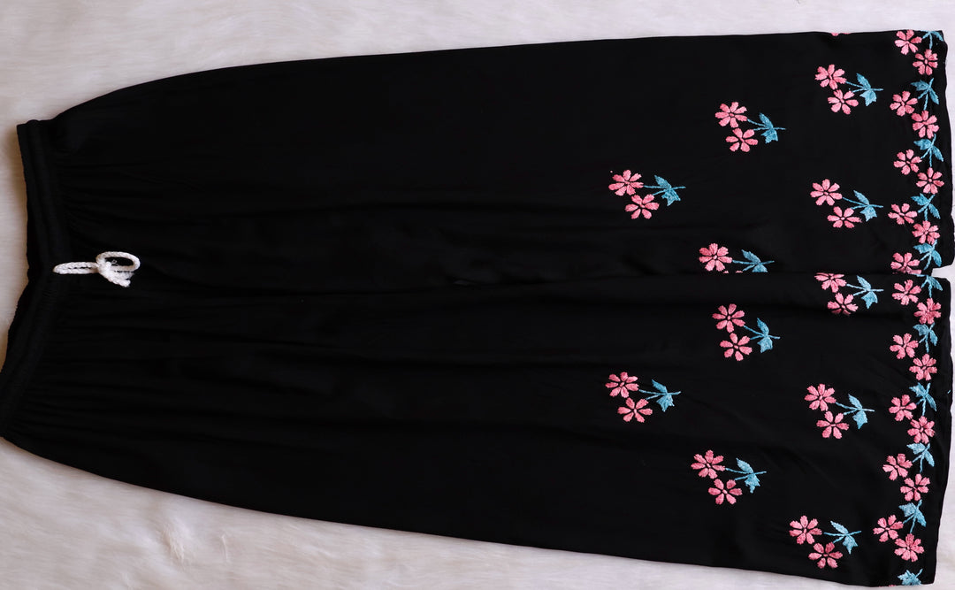 Sitara Black, Peach & Teal Rayon Kurta Set - Noor Chikankari