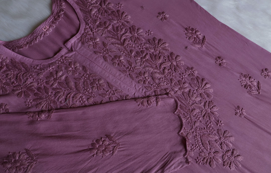 Alishba Dusty Purple Scalloped Rayon set