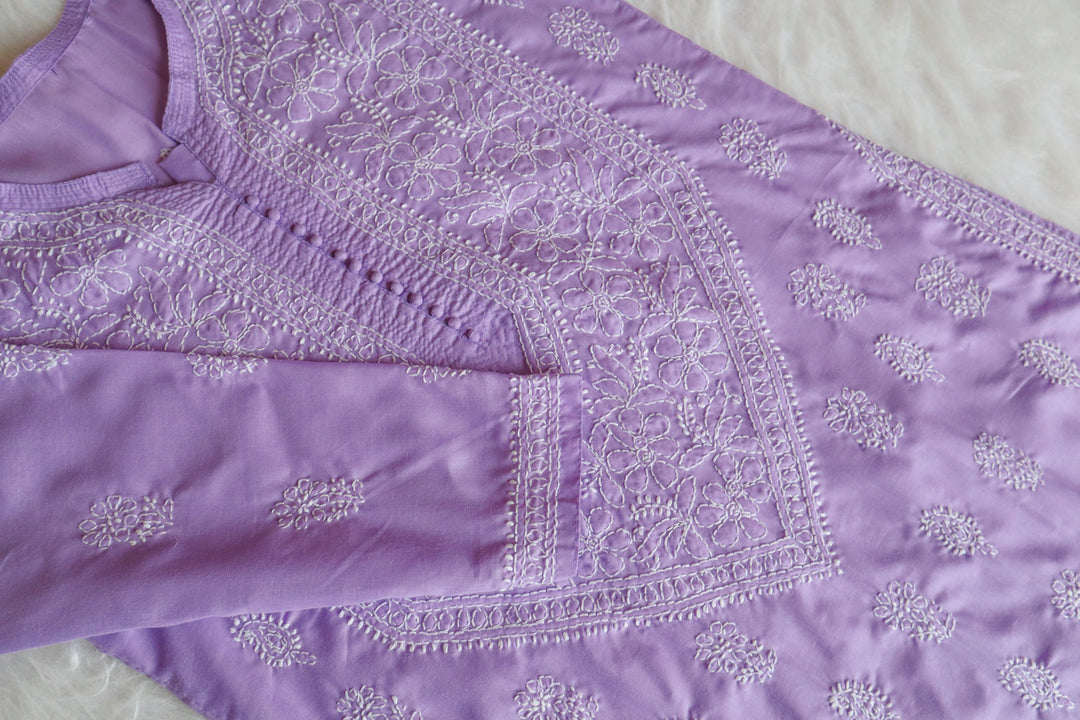 Zahrah Lavender Cotton Mulmul long kurta