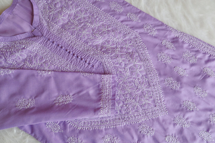 Zahrah Lavender Cotton Mulmul long kurta