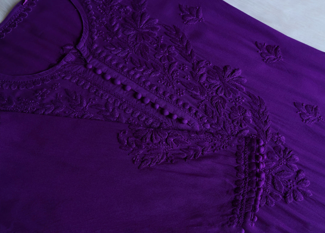 Enaara Deep Purple Potli Button Rayon set