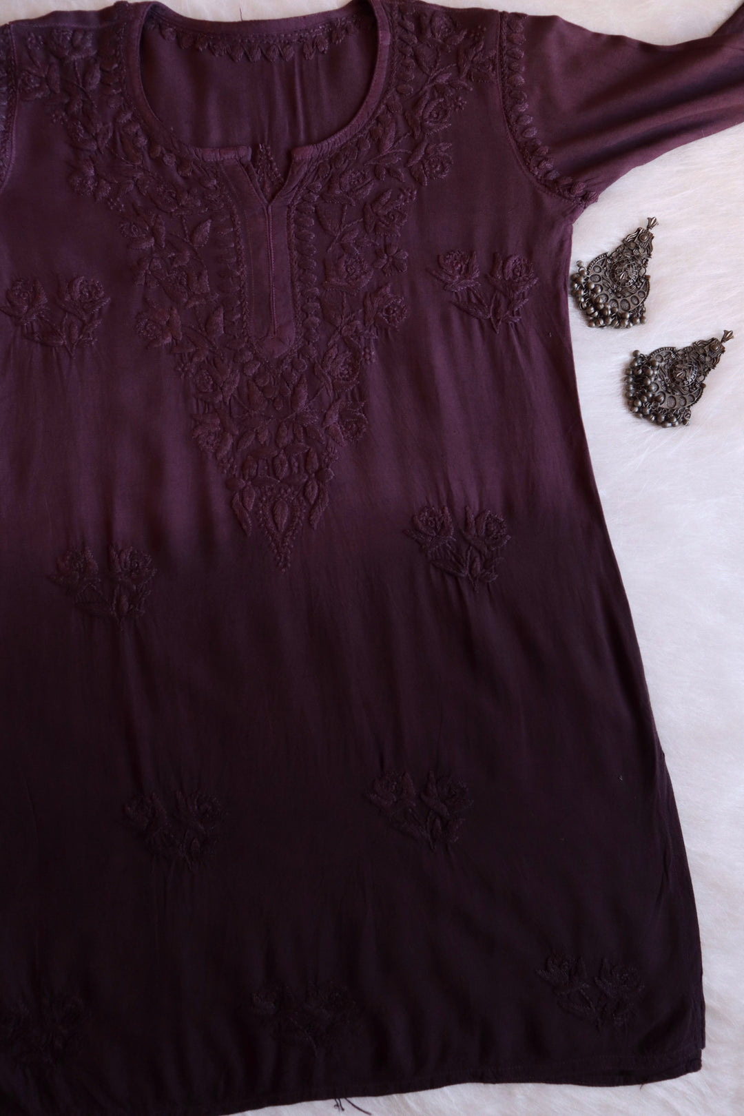 Gul Smoky Purple Short Rayon Kurta