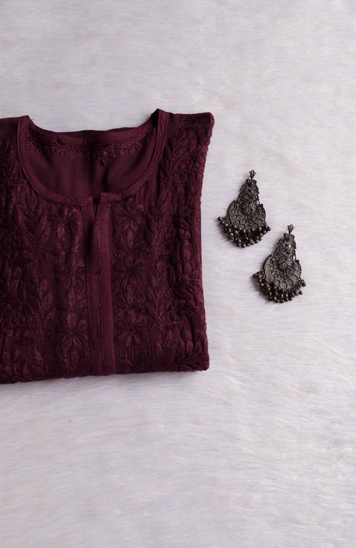 Alvira Smoky Purple Ombre Long Rayon Kurta