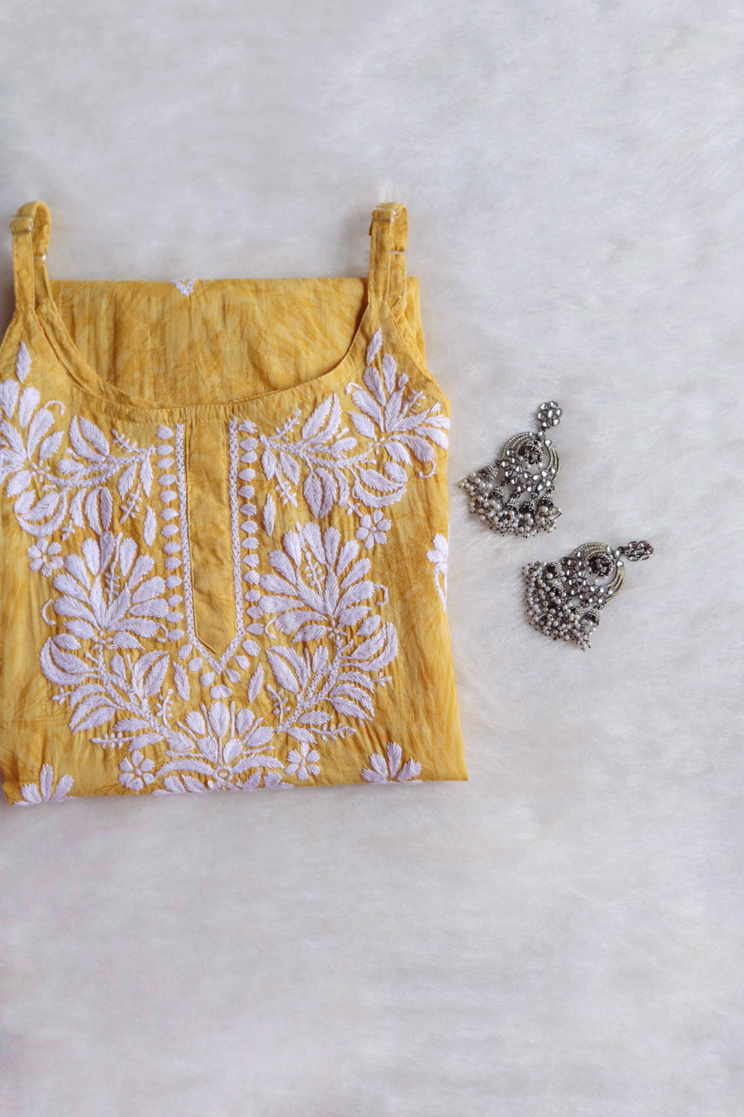 Mirha Mulmul Yellow Strappy kurta