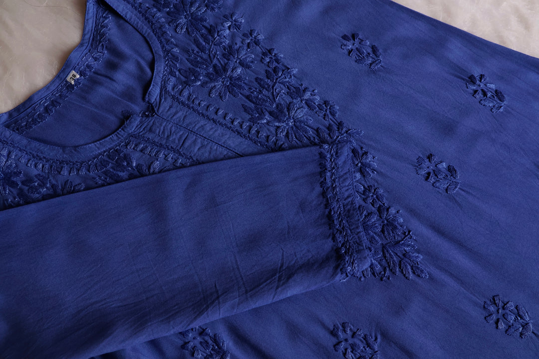 Farhaa Ice Blue Short Rayon Kurta