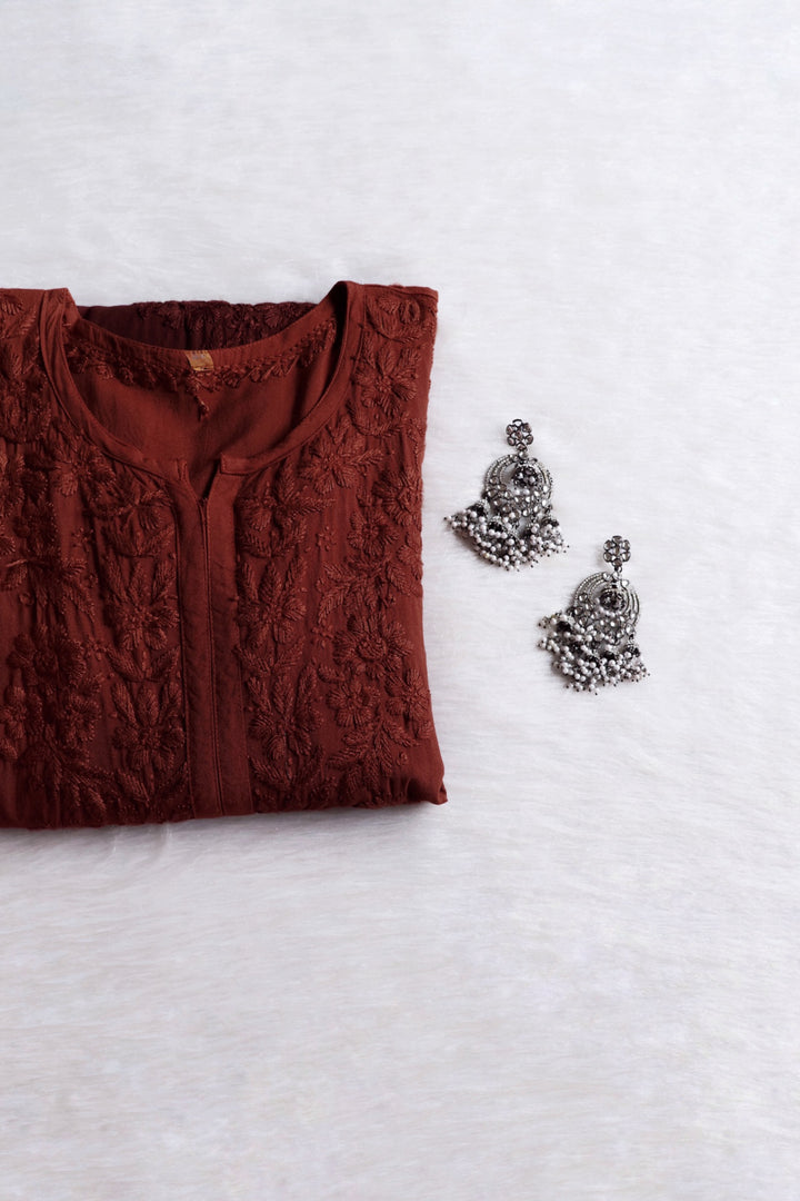 Sarah Chocolate Brown Long Ombre Rayon Kurta