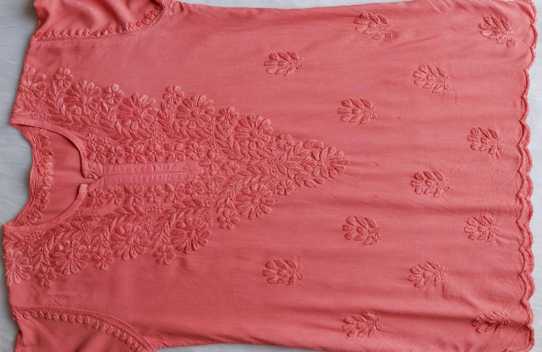 Gul Rose Brown Scalloped Short Kurta
