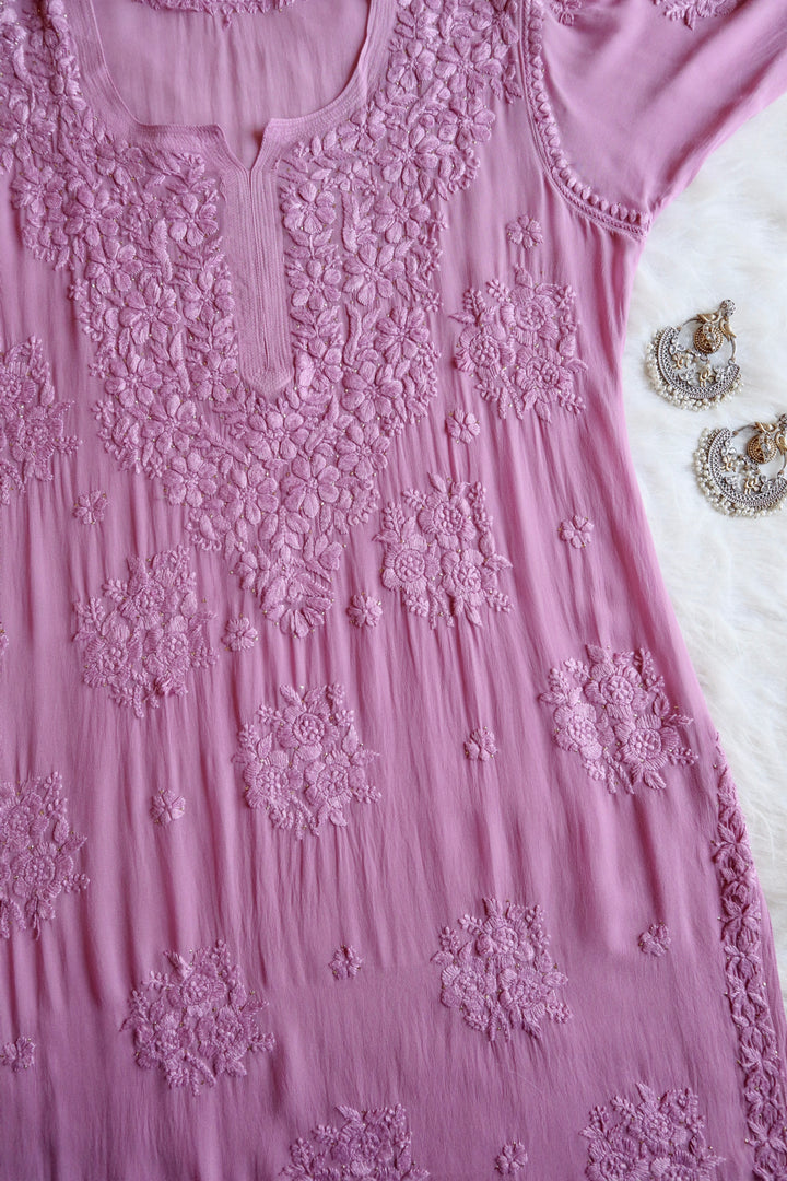 Hoor Dusty Purple Viscose Georgette Kurta