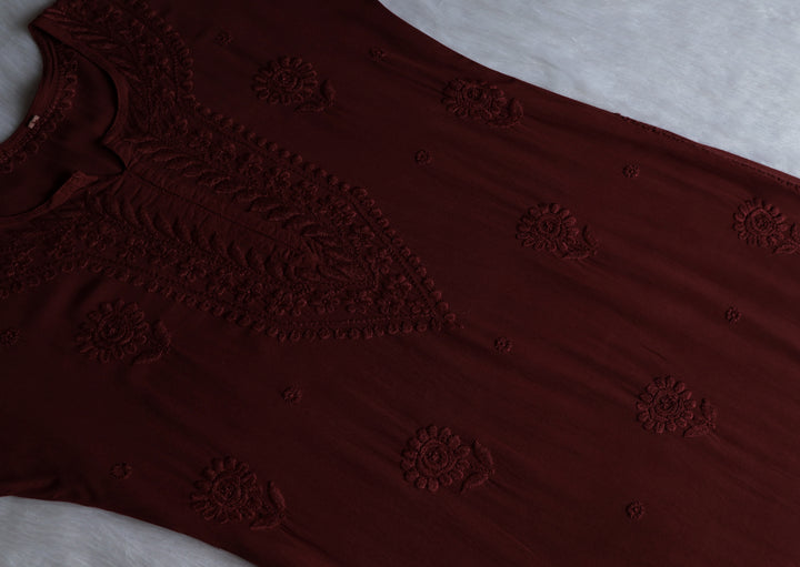 Alina Chocolate Brown Long Rayon Kurta