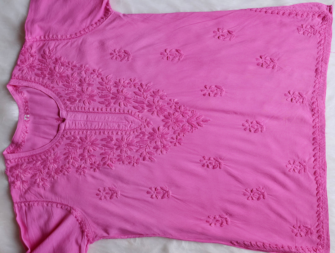 Farhaa Baby Pink Ombre Short Rayon Kurta