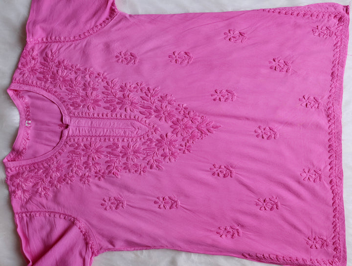 Farhaa Baby Pink Ombre Short Rayon Kurta