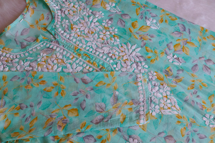 Ayra Mint Green Pure Mulmul set