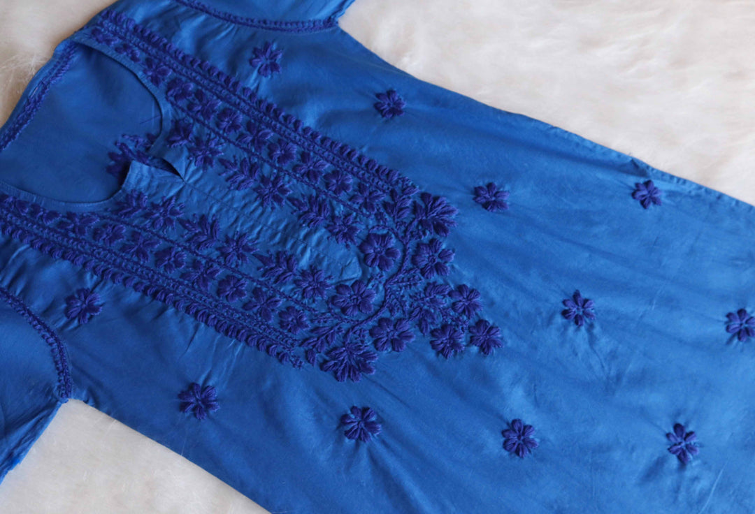 Zaira Royal Blue Long Cotton kurta