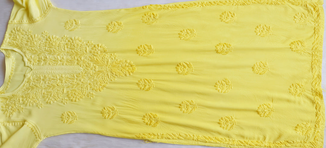 Nagma Lemon Yellow Long Ombre Rayon Kurta