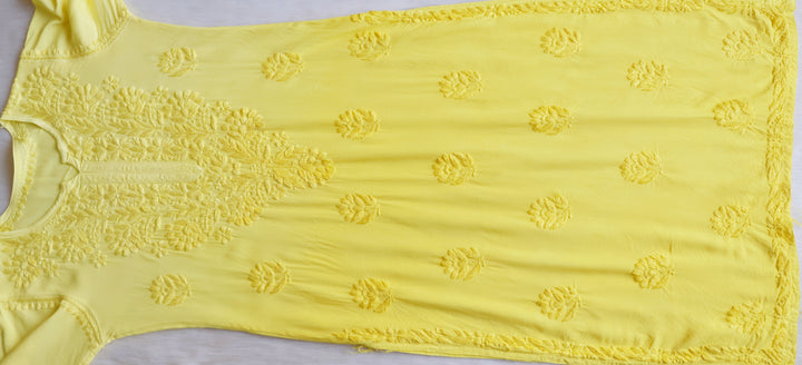 Nagma Lemon Yellow Long Ombre Rayon Kurta
