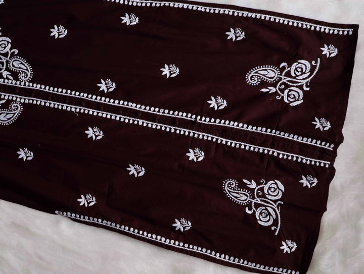 Gul Chocolate Brown & White Cotton Kurta