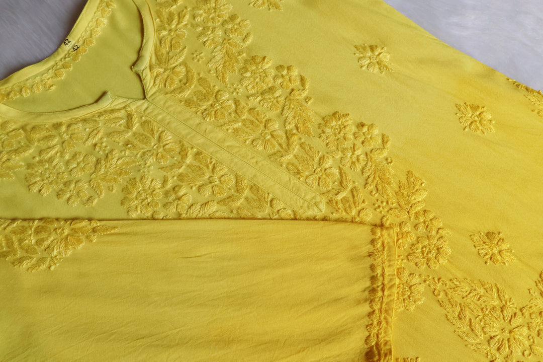 Sarah Lemon Yellow Long Ombre Rayon Kurta