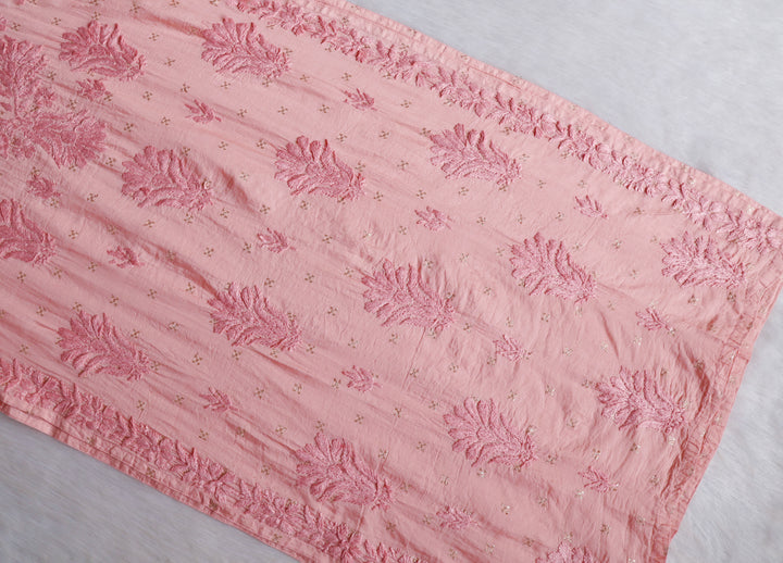 Nazakat Rose Beige Premium Long Chanderi Kurta