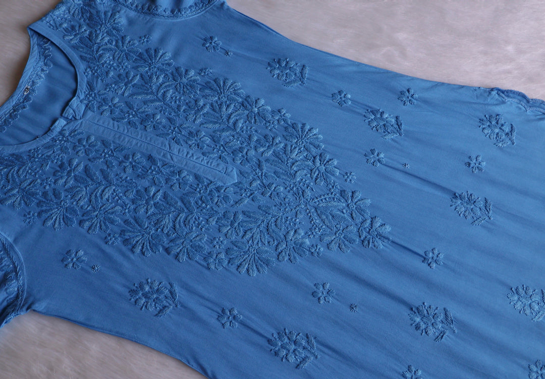 Alishba Ice Blue Scalloped Rayon set
