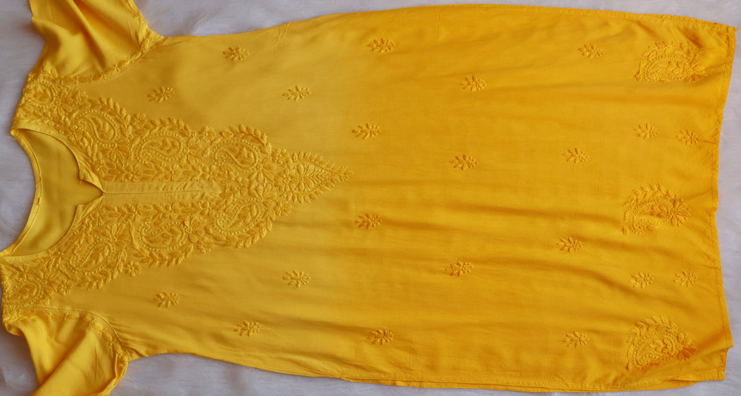 Laila Yellow Ombre Rayon 3 Piece Set - Noor Chikankari