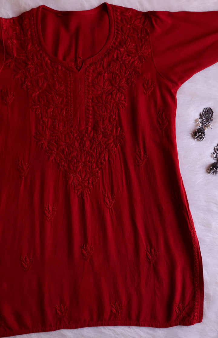 Nora Maroon Short Rayon Kurta