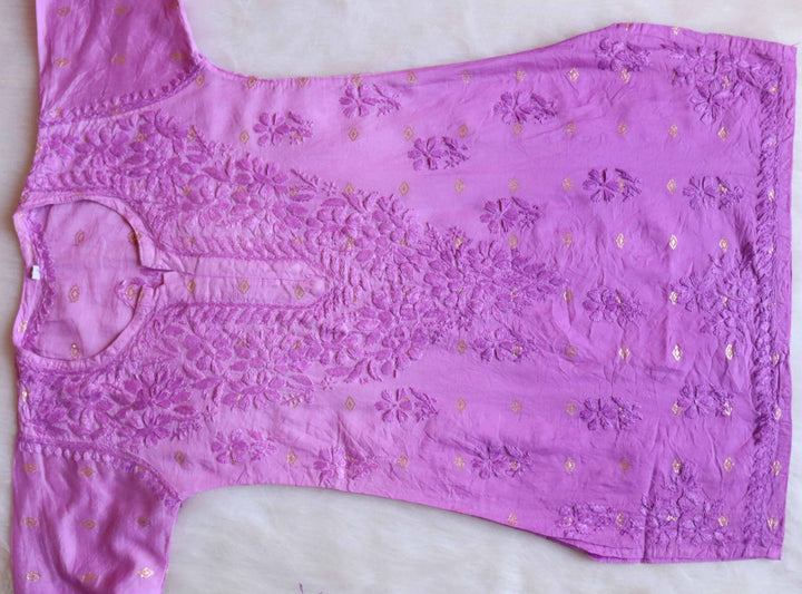 Nazakat Lavender Short Chanderi Kurta