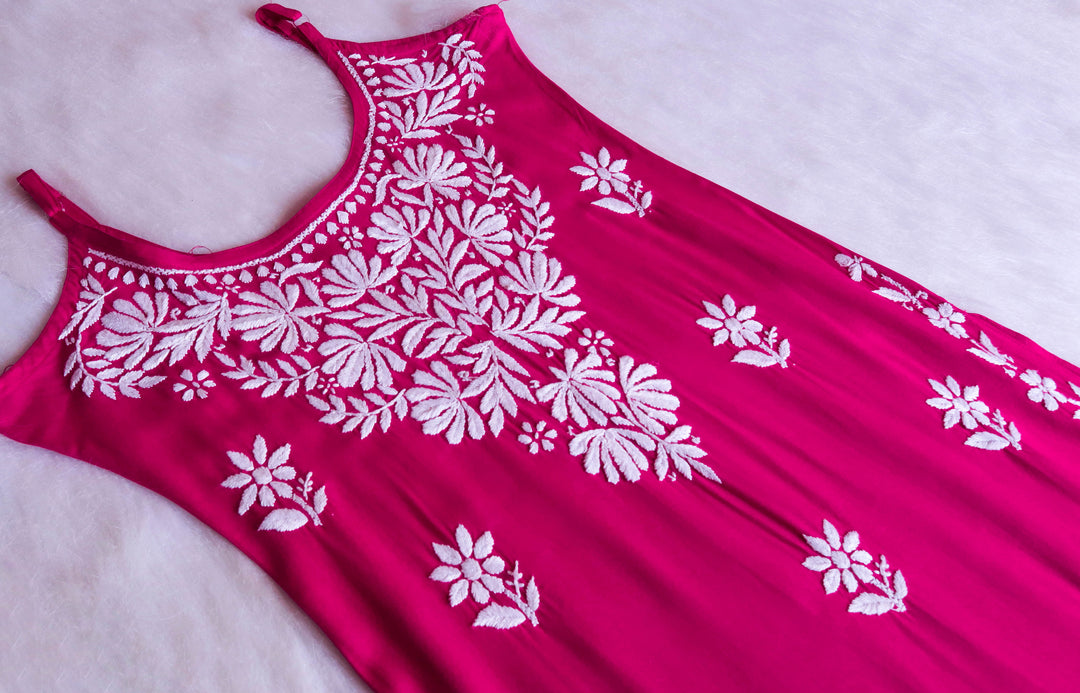 Mirha Deep Pink Sleeveless Rayon Kurta