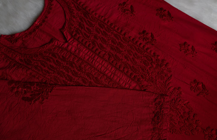 Dilnoor Maroon Chanderi Ombre Kurta