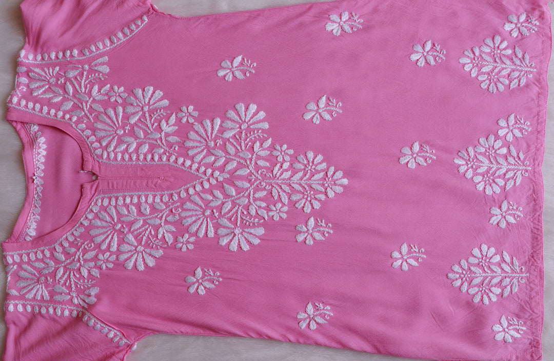 Aayat Baby Pink Short Rayon Kurta