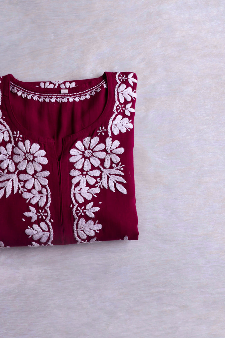 Zainab Deep Plum Long Rayon kurta