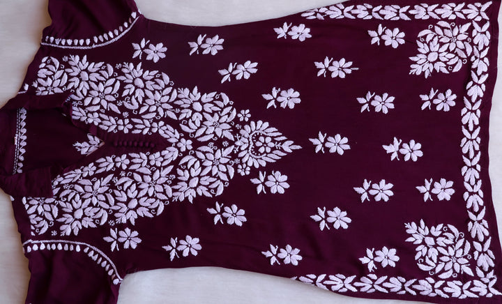 Maahi Deep Purple Rayon Coord set - Noor Chikankari