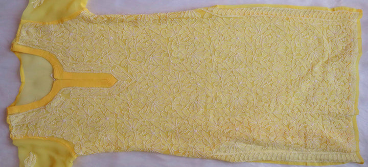 Nazish Yellow & White Long Georgette kurta