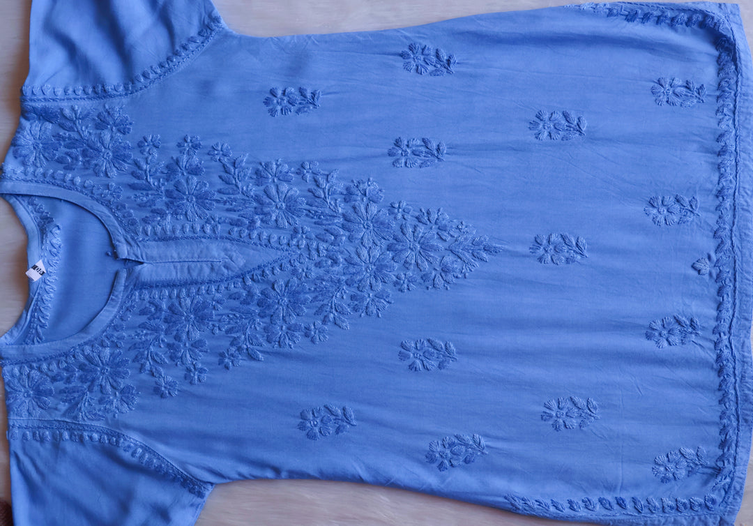 Aliyah Ice Blue Short Rayon Kurta