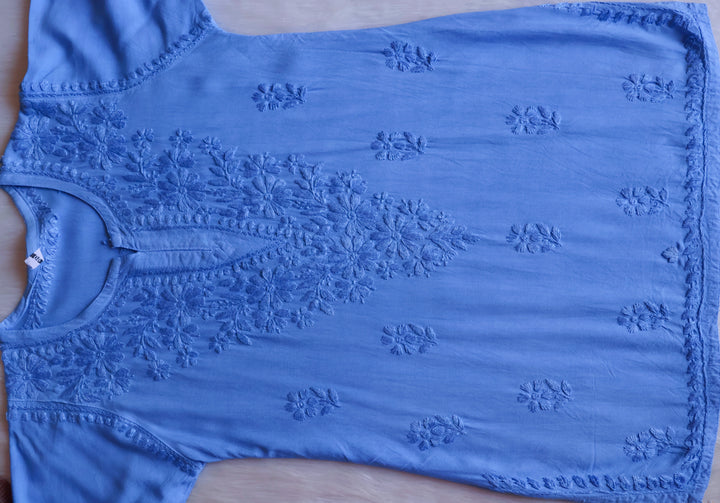 Aliyah Ice Blue Short Rayon Kurta