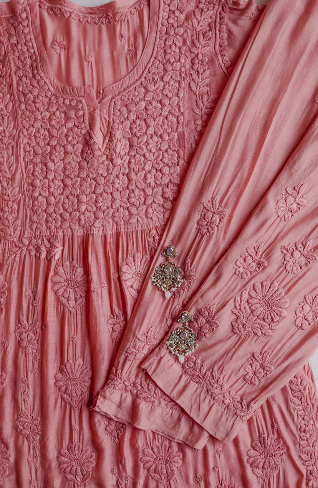 Hoor Rose Brown 10D Pure Muslin Kurta Set