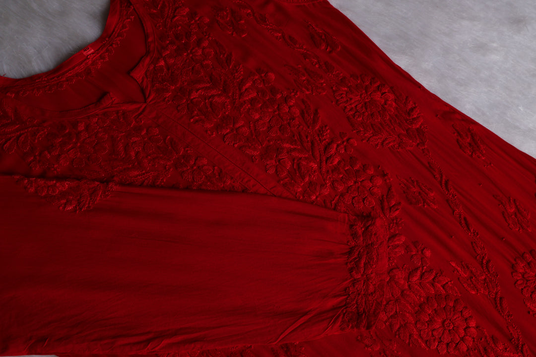 Anam Red Modal Ombre Kurta Pant set