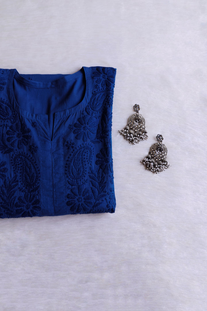 Anah Royal Blue Pure Cotton Kurta